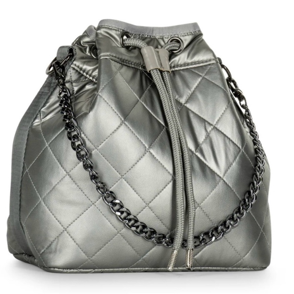 Elegant Silver Quilted Women's Bag